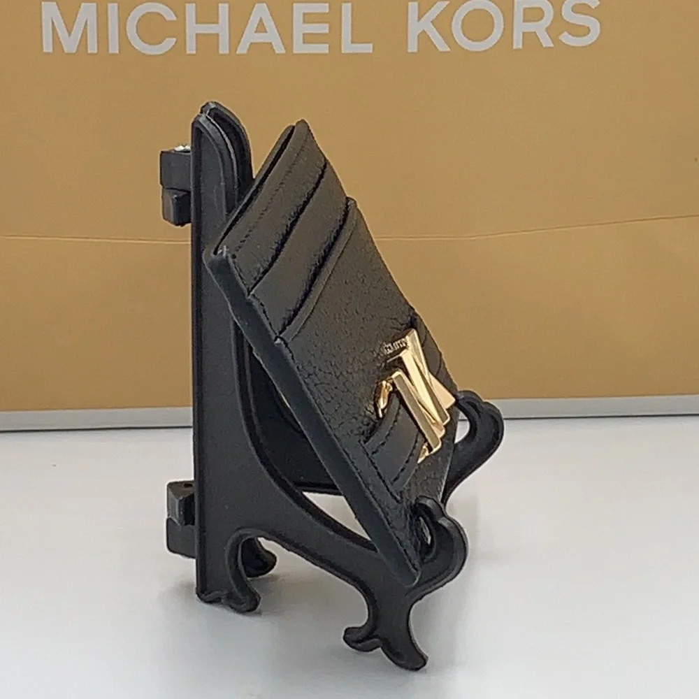 MICHAEL KORS Reed Large Pebbled Leather Card Holder Case Wallet COLOR: BLACK